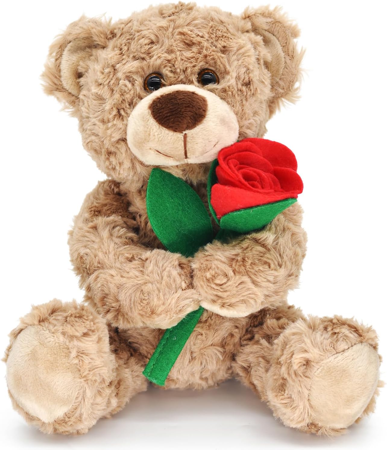 12'' Stuffed Teddy Bear Dolls with Rose, Soft Plush Animal Toys
