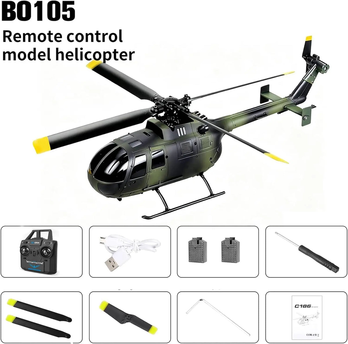 C170 AH-64D Remote Control Helicopter – 1/48 Scale Brushless Motor for Adults
