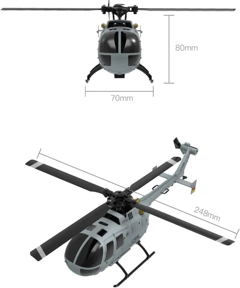 C170 AH-64D Remote Control Helicopter – 1/48 Scale Brushless Motor for Adults