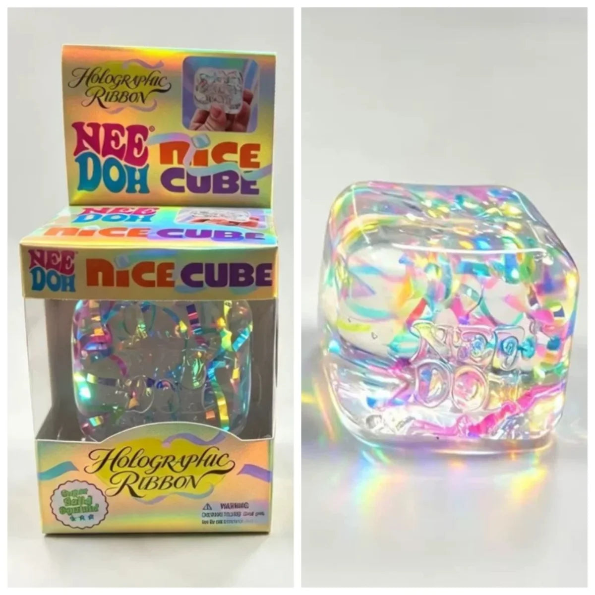 NeeDoh Holographic Ribbon Sensory Squeeze Toy – Stretch, Knead & Anxiety Relief Fidget