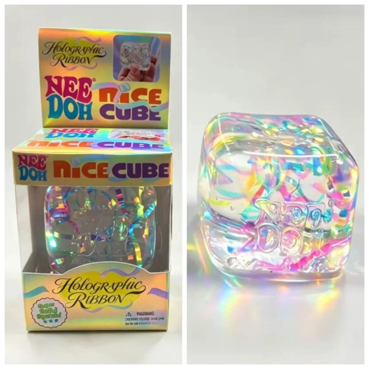 NeeDoh Holographic Ribbon Sensory Squeeze Toy – Stretch, Knead & Anxiety Relief Fidget