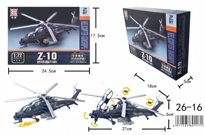 1/72 Military Helicopter Building Blocks – AH-64 / EC-665 / Z-10 DIY Model Kit