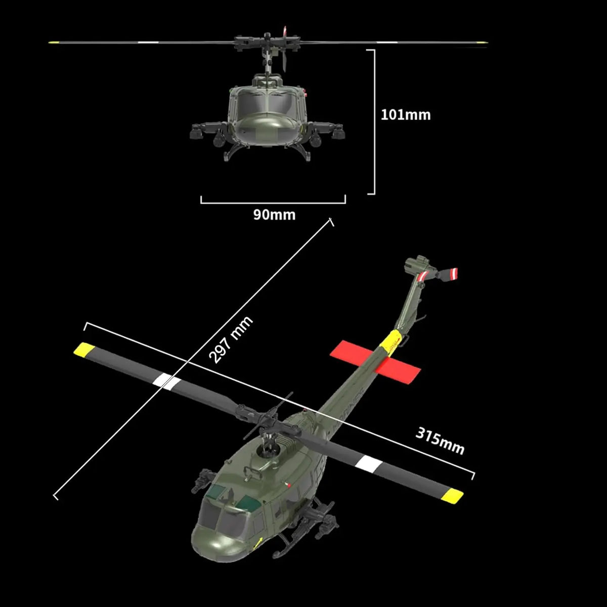 C170 AH-64D Remote Control Helicopter – 1/48 Scale Brushless Motor for Adults