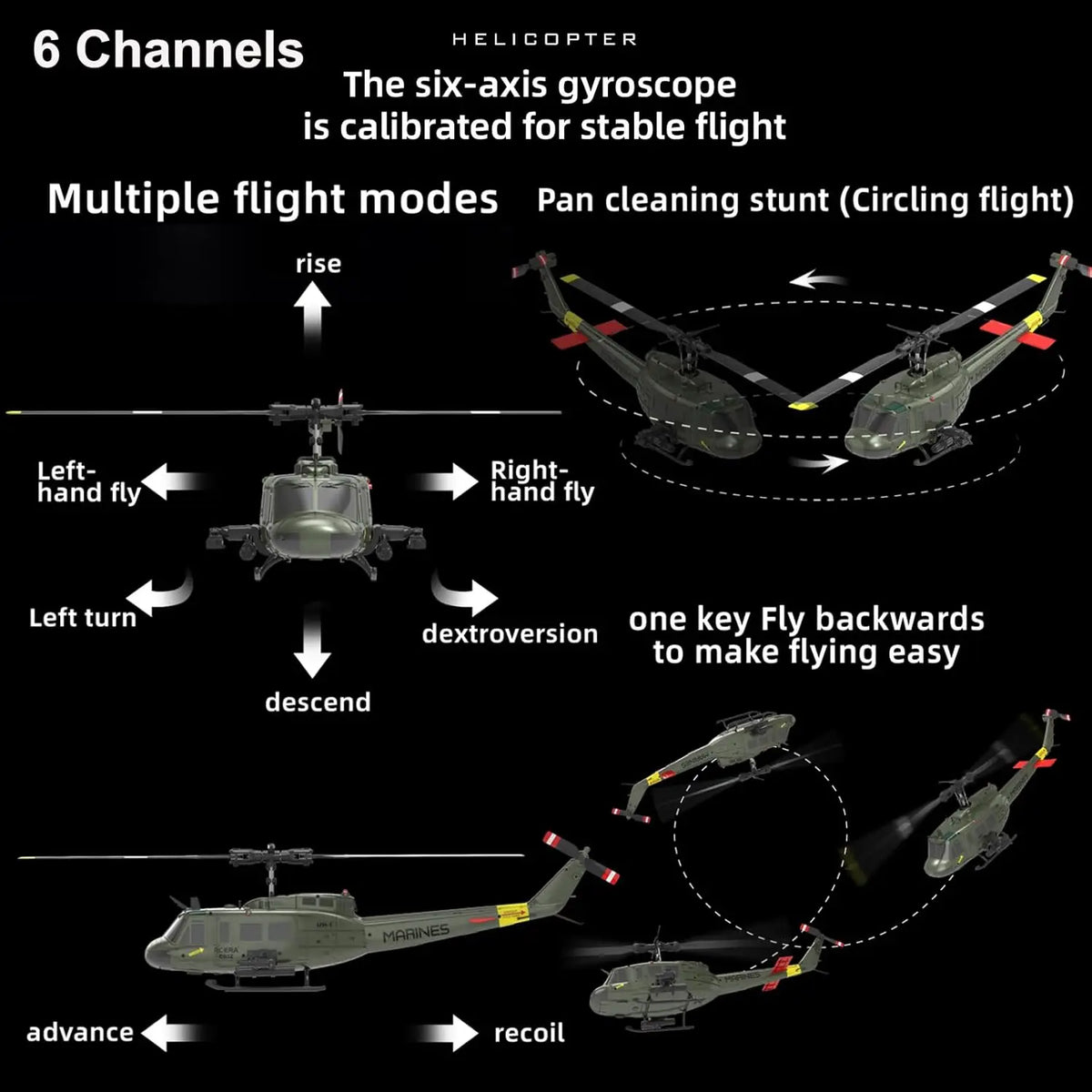 C170 AH-64D Remote Control Helicopter – 1/48 Scale Brushless Motor for Adults