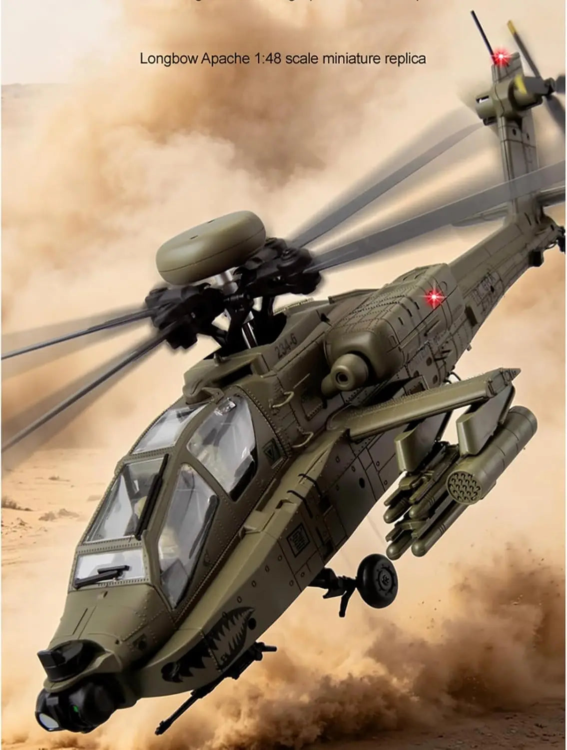 C170 AH-64D Remote Control Helicopter – 1/48 Scale Brushless Motor for Adults