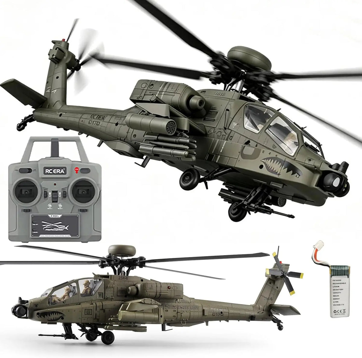 C170 AH-64D Remote Control Helicopter – 1/48 Scale Brushless Motor for Adults
