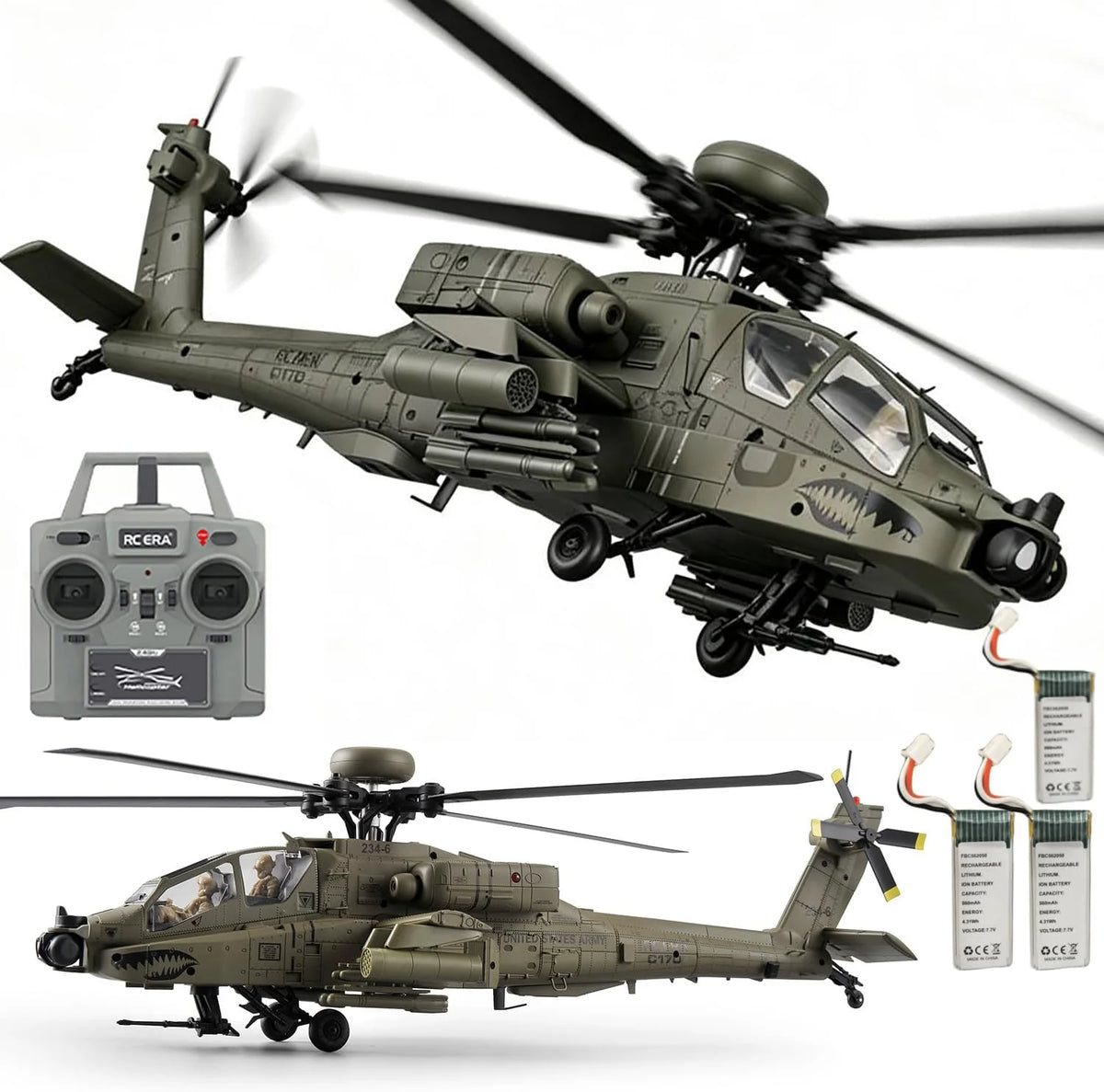 C170 AH-64D Remote Control Helicopter – 1/48 Scale Brushless Motor for Adults
