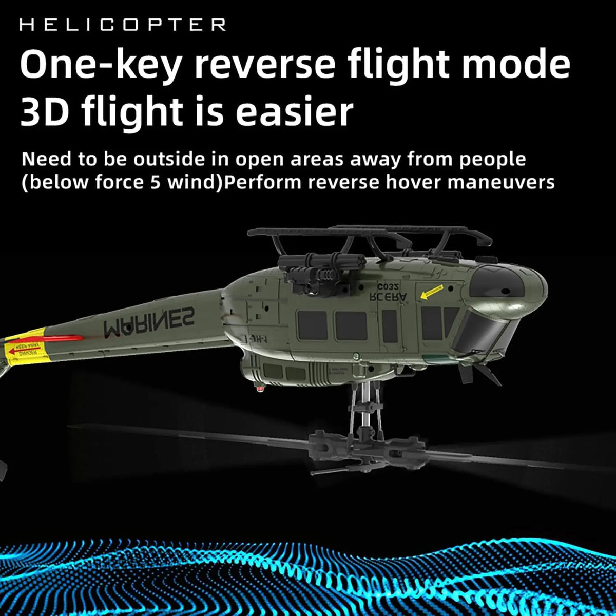 C170 AH-64D Remote Control Helicopter – 1/48 Scale Brushless Motor for Adults